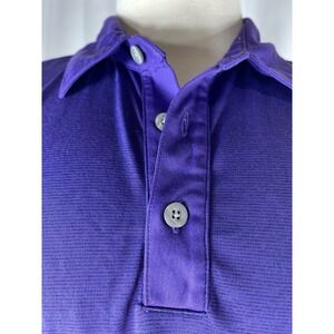 Ashworth Men's Sz L Purple Polo Golf Shirt w/ fine Stripes TCU Beach Casual